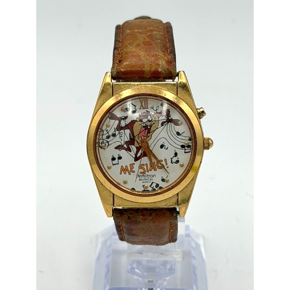 Vintage 1994 Armitron Looney Tunes Taz Me Sing Musical Watch Runs As-Is